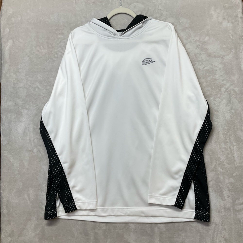 Nike Y2K Hoodie Sweatshirt White and Black Pullover Mens XXL